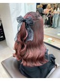 10078秋色ピンクヘアーラベンダーパープル透明感カラー韓国ヘア