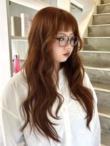 ヨーク(YOKE)&nbsp;【YOKE】オレンジブラウンダブルカラーブリーチなしレイヤー前髪