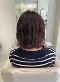 ピンクヘアー/切りっぱなしボブ/ピンクベージュ/20代30代40代