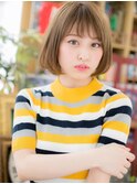 ハイライトシースルーバング切りっぱなしボブc5川口10代20代30代