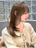 色気溢れる大人の顔まわりレイヤー 前髪カット ブリーチなし