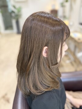 プラウドヘアー(Proud hair) オリーブカラー/ブリーチなしオシャレ染め/ロングレイヤー