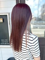 アズグロウヘアー(AS GROW HAIR)&nbsp;デザインカラーツヤ感ワインレッド×フェイスフレーミング