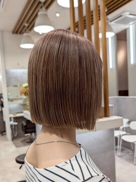 ポジ(poji) 切りっぱなしボブ　ブルーブラック　ブリーチカラー　暗髪