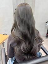 トゥイン 八王子(TWIN)&nbsp;オリーブグレー暗めカラーレイヤーカット黒髪韓国ヘア髪質改善