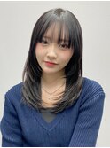 小顔 前髪 レイヤーカット ココアベージュ "