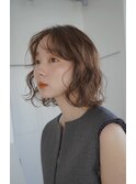 ゆるふわボブパーマ×透明感カラー似合わせ顔周りカット