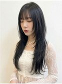 春カラー◎透明感うる艶髪質改善カラーロングヘア小顔
