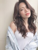 グレージュ デジタルパーマ 小顔 ゆるふわ レイヤー 高柳