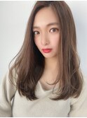 小顔×ナチュラルミディ×アッシュブラウン