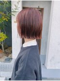 ピンクシアベージュ 切りっぱなしボブ