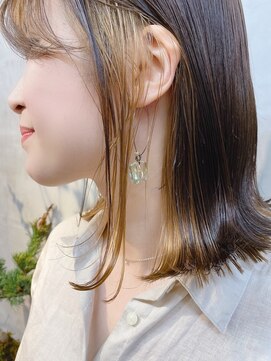 スラン(sran hair and spa) インナーカラー外ハネミディボブ