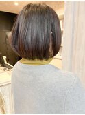 福山人気酸性ストレートショートボブ内巻き簡単春赤みブラウン