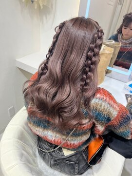 ハーフツイン編みおろし