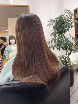 フラッグ 九大学研都市店(Flag) 韓国風レイヤーカット前髪ストレート酸性ストレート縮毛矯正