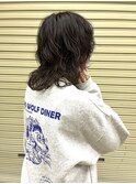 マッシュウルフ.顔周りレイヤー.ウルフパーマ.ミディアムパーマ