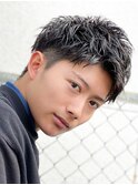 アップバングツーブロックバーバーフェードツイストメッシュ