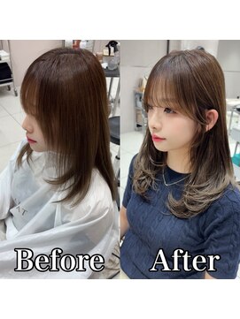 アフロート トウキョウ(AFLOAT TOKYO) 大人可愛い前髪小顔顔周りミディアムレイヤーカット20代30代40代