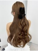 ハーフアップ ヘアアレンジ 髪質改善 顔周りカット 艶髪 20代