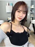 くびれボブレイヤーボブ顔まわりレイヤーシースルーバング渋谷
