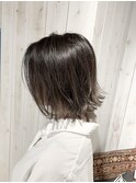 透明感グレージュ/外ハネボブ/.切りっぱなしボブ/20代30代40代