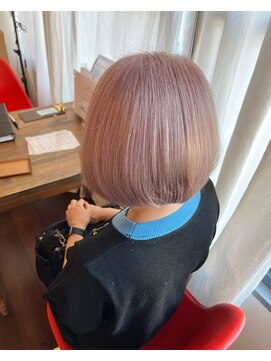 ココロヘアー 中島店(Cocolo hair) ピンクベージュ｜切りっぱなしボブ｜大人ショート20代/30代/40代