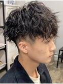 ツイストスパイラルパーマツーブロックツイストパーマフェード