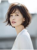 ☆ホワイトグレージュミニウルフデジタルパーマチェリーブラウン