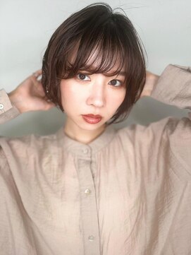 カバーヘア ブリス 川口(COVER HAIR bliss) 斜めバングココアブラウン小顔ボブショートp1川口20代30代40代