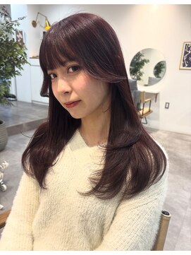 【MOMONE】ワンカールレイヤーカットワインレッド20代ボルドー