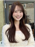 セミロング30代40代ストレートレイヤー前髪なし前髪あり表参道