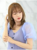 【AUBE HAIR】オレンジベージュ×ストレートヘア