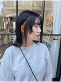 切りっぱなし レイヤー 顔周りカット ブラックカラー
