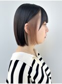 ボブカットインナーカラーベージュカラーケアブリーチ