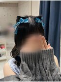 銀テリボン猫耳ヘア/心斎橋ヘアセット
