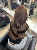 韓国 くびれロング レイヤー ワンホンヘア 小顔前髪