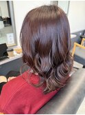 セミロングレイヤー×ラベンダーベージュ
