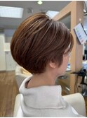 マロンブラウンひし形耳掛けコンパクトショートくびれショート