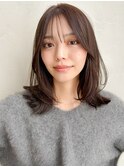 ◎ダークパープルミルクブラウンレイヤーカット薄め前髪艶髪