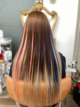 パーティパーティ ヘア(PARTYPARTY hair) グラデーションロング/ハイライト/ピンク/ブルー