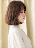 ミルクティーカラー小顔Aラインワンカールボブ315X川口30代40代