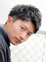 エルマーク 神戸三宮(L-MARK) アップバング短髪ツイストスパイラルブリーチパーマツイスパ