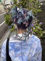 レコ 渋谷(LECO) ハイトーンルーツデザインパープル×ブルー
