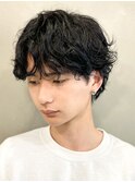波巻きパーマ/スパイラルパーマ/メンズ/眉毛/短髪/サーフカール