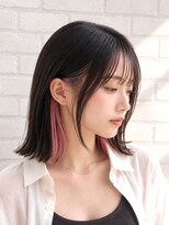 オラ ボーテ(Aura Beaute)&nbsp;イヤリングカラー ピンク 切りっぱなし くびれボブ 韓国風♪