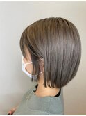 髪質改善トリートメント_マロンベージュ Aラインボブ かきあげ