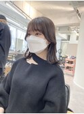 大人可愛い韓国こなれミディ顔まわりカット美髪ネビージュ