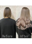 シルキーグレージュ#シールエクステ#くびれヘア#美髪#京都
