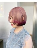 ピンクベージュのデザインカラー　マチルダボブ