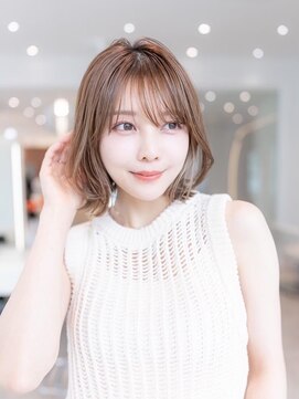 ケアリー 流山おおたかの森(Carelly) 大人かわいい前髪セシルカットココアブラウンフリンジウェーブ